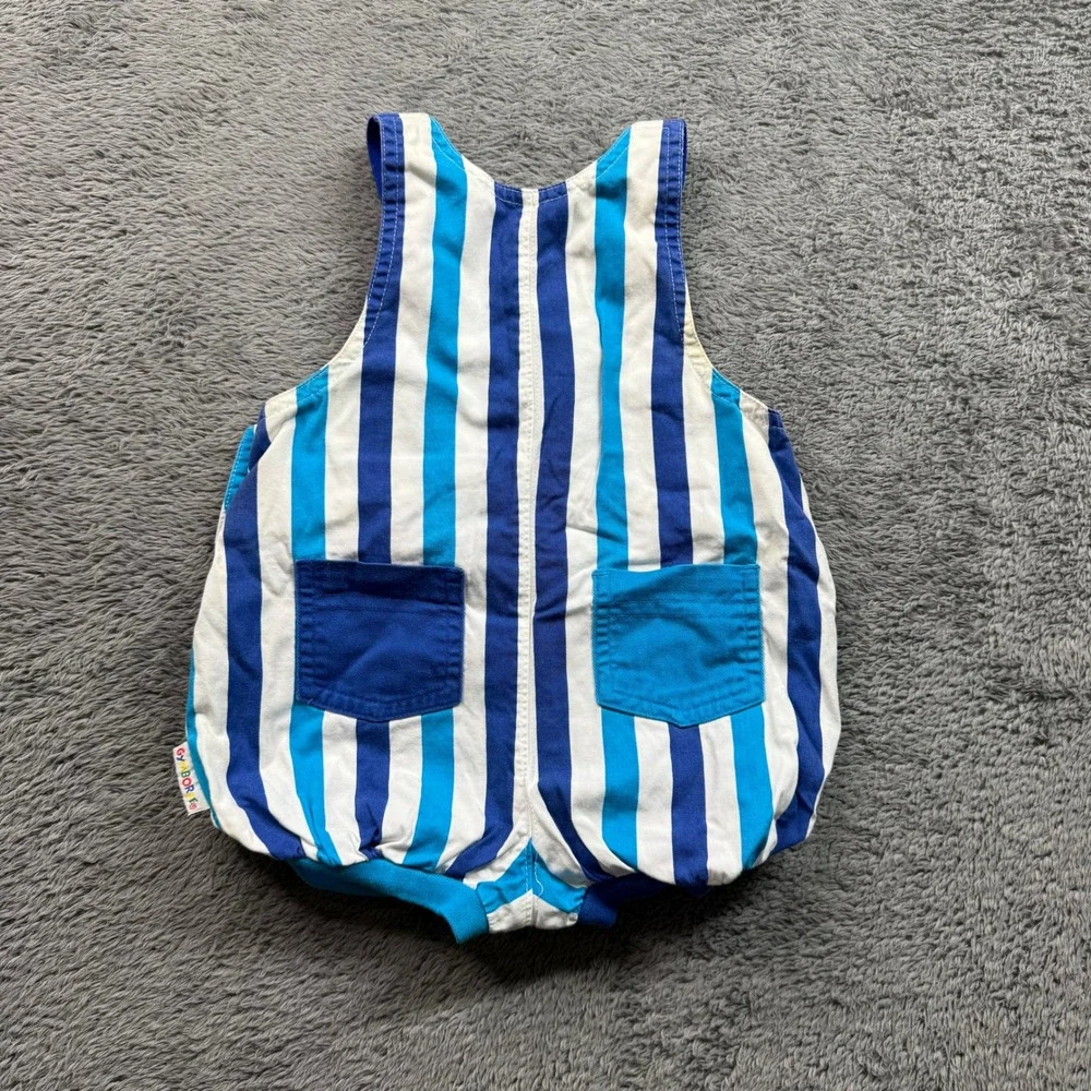 Vintage Gymboree Bumble Romper Blue & White Stripe Fish Bubble Romper
